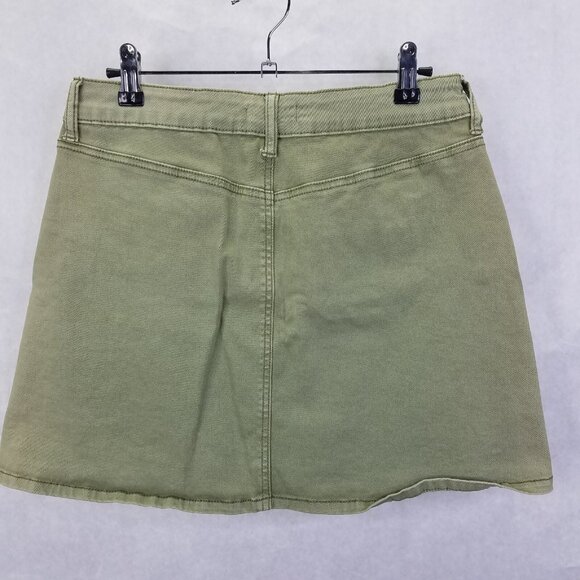 Altar’d State Mini Skirt Womens Small Green Button Up Pencil Front Pockets Denim - Picture 7 of 9